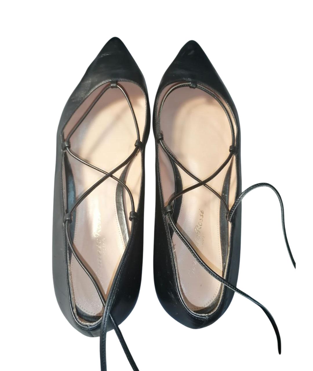 GIANVITO ROSSI Черные кожаные балетки, фото 3