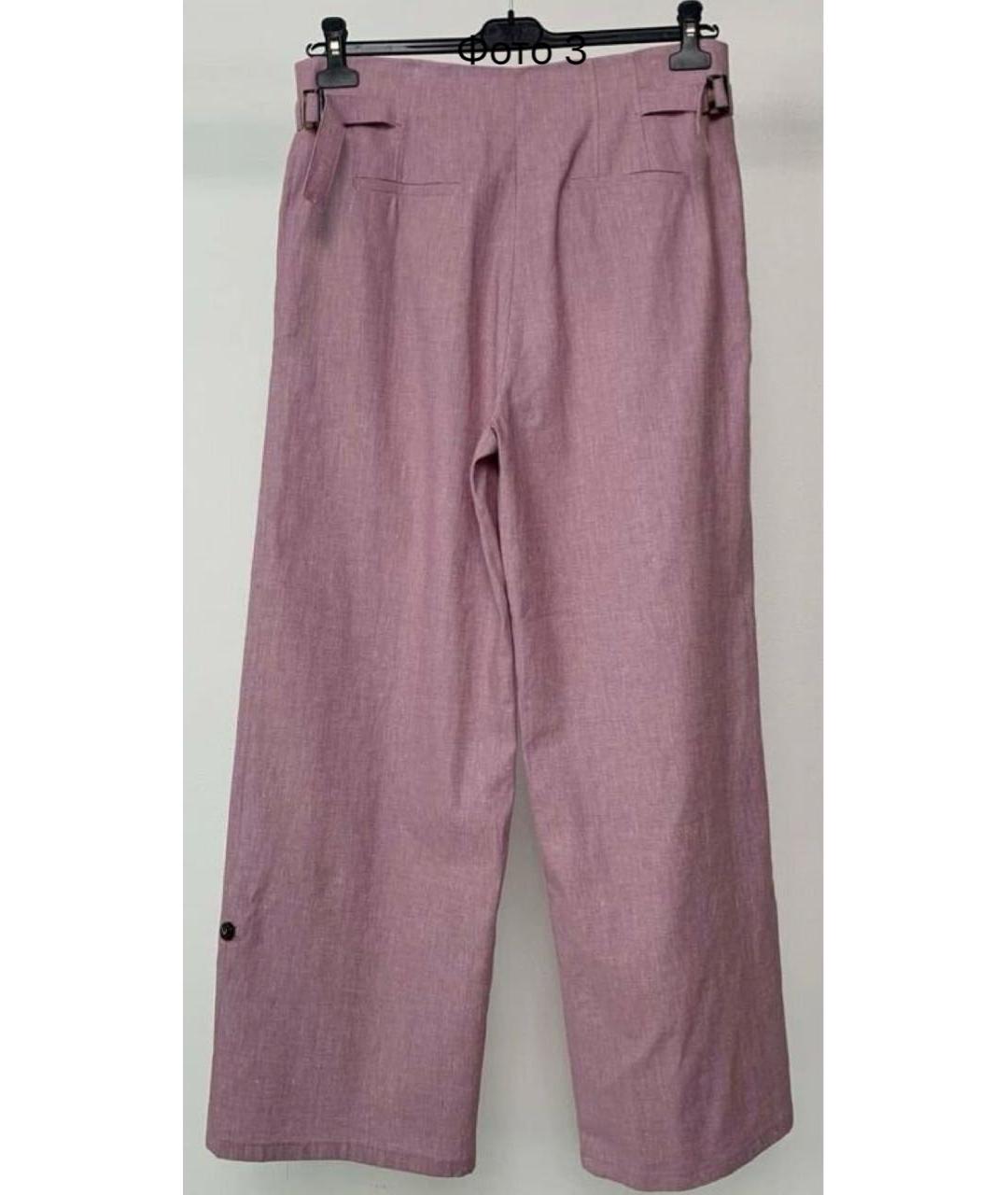 MAX MARA Розовые льняные прямые брюки, фото 2