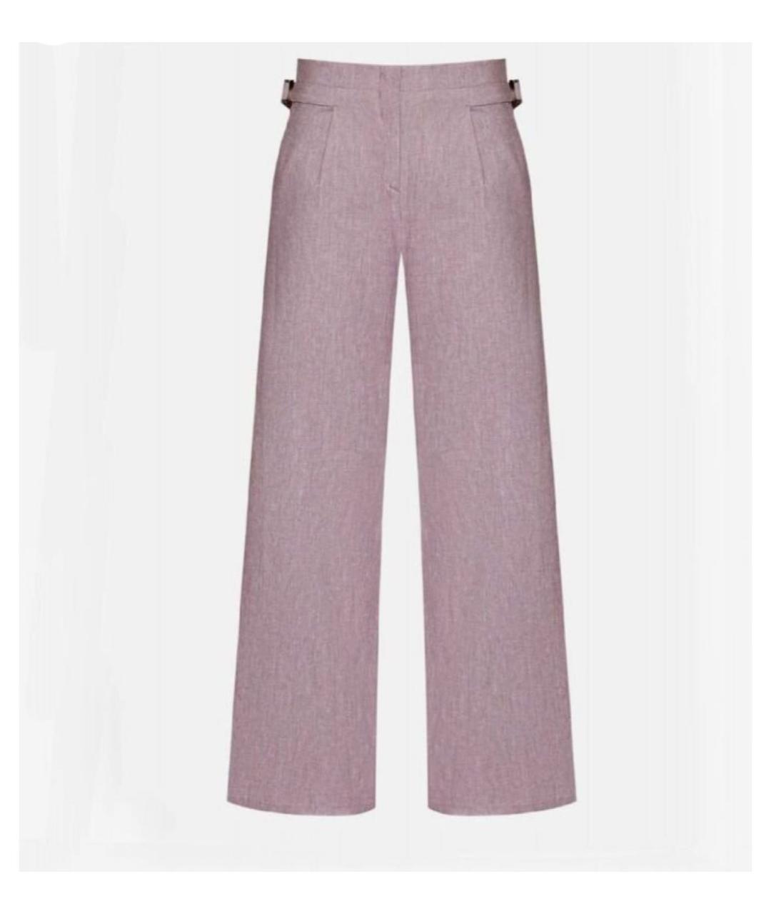 MAX MARA Розовые льняные прямые брюки, фото 7