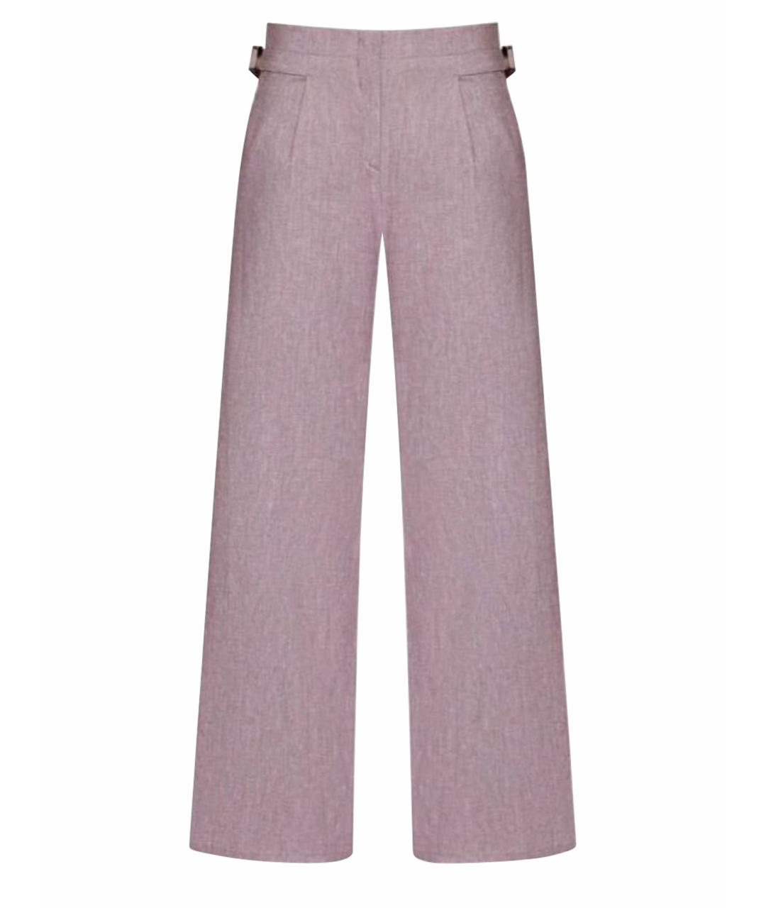 MAX MARA Розовые льняные прямые брюки, фото 1