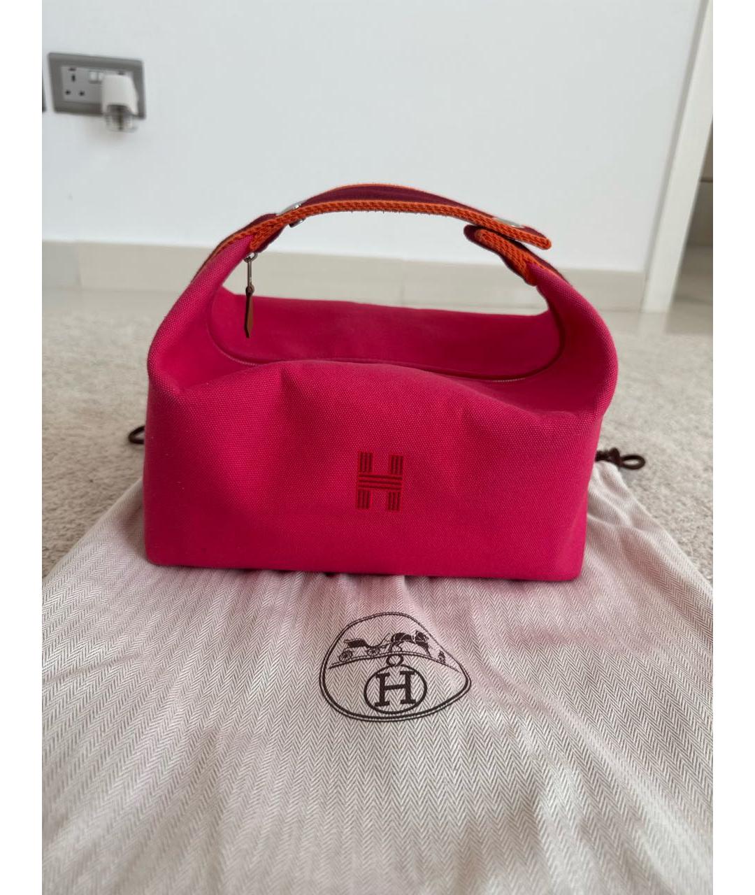 HERMES Розовая тканевая косметичка, фото 5