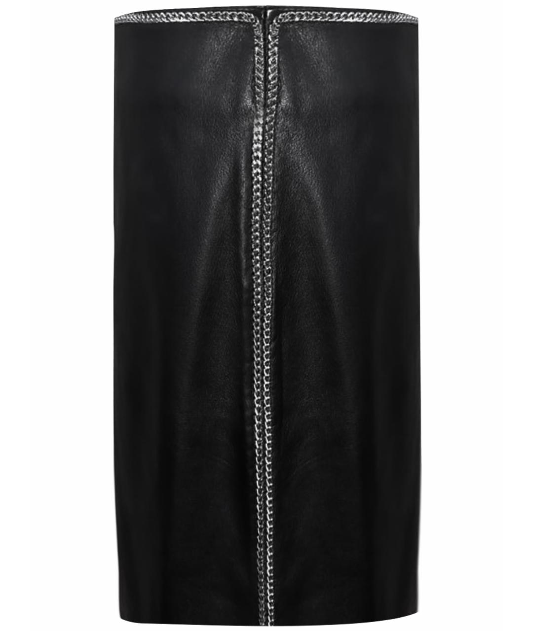 LOVE MOSCHINO Черная кожаная юбка мини, фото 10