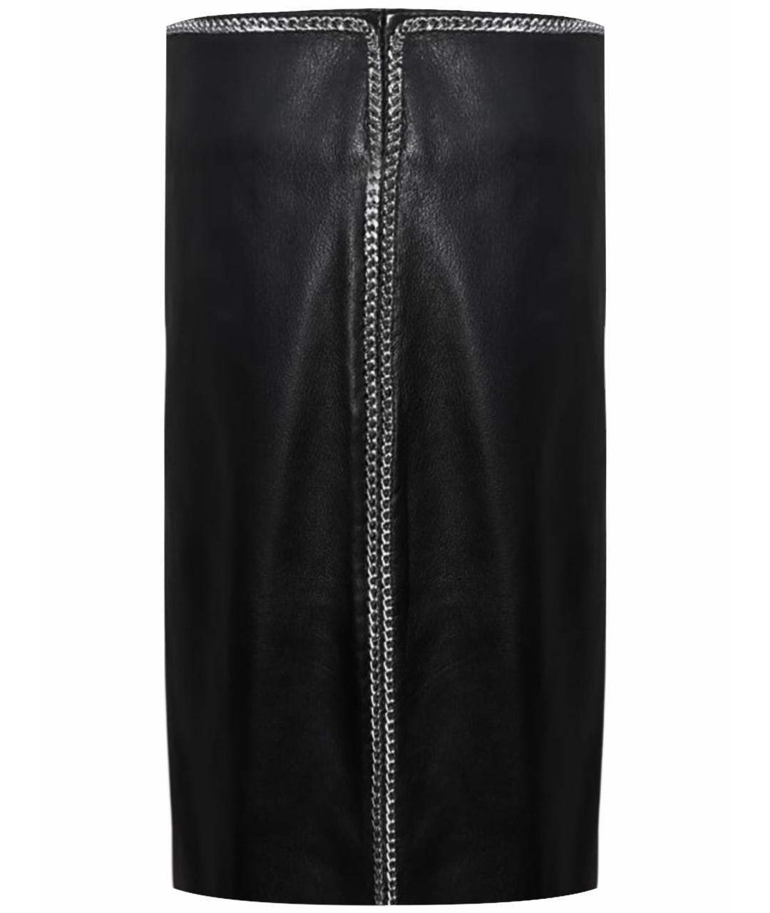 LOVE MOSCHINO Черная кожаная юбка мини, фото 1