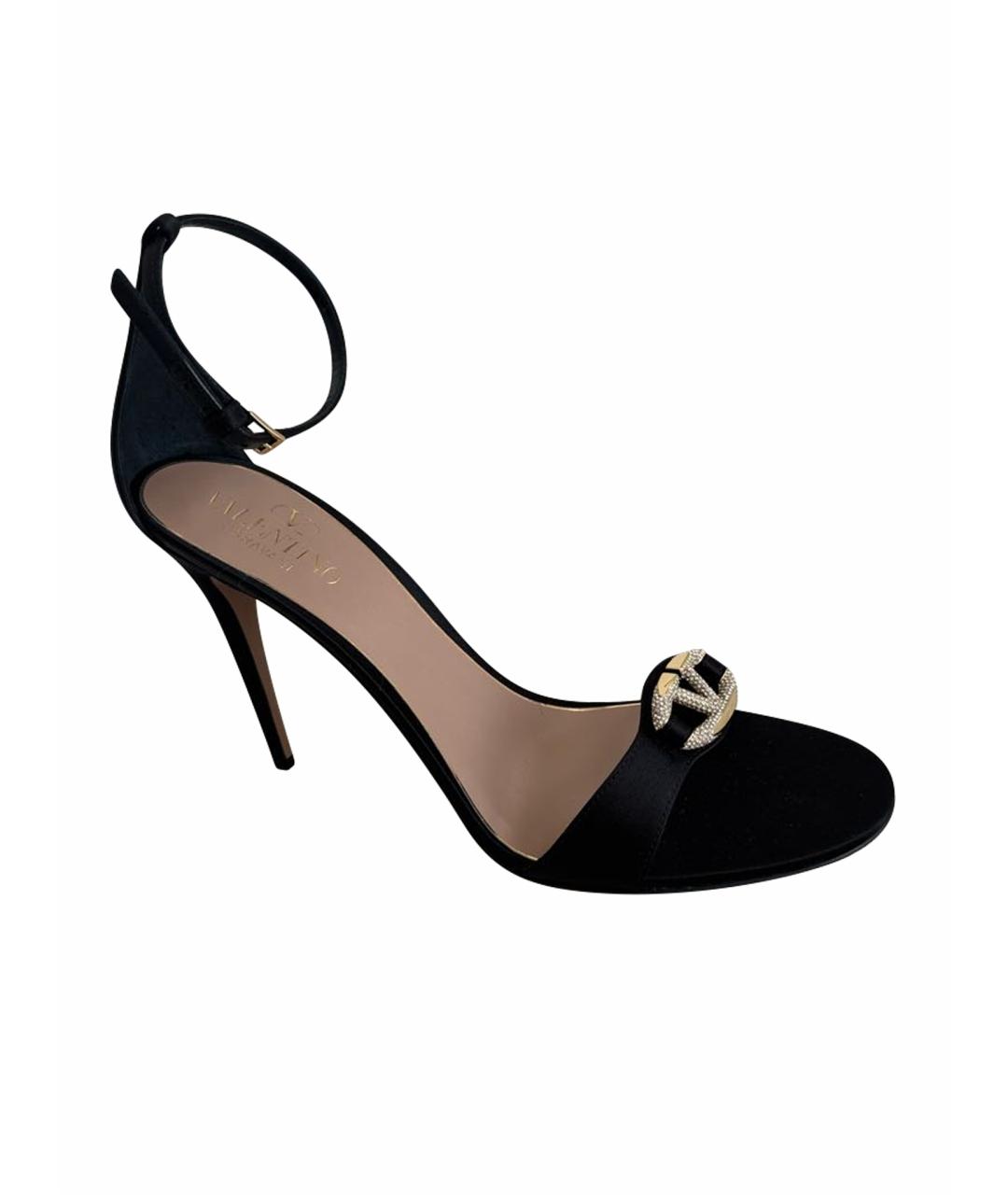 VALENTINO Черные текстильные босоножки, фото 1
