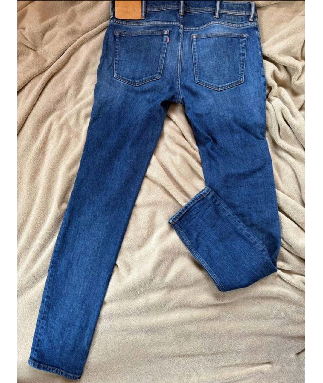 ACNE STUDIOS Темно-синие хлопковые джинсы скинни, фото 2