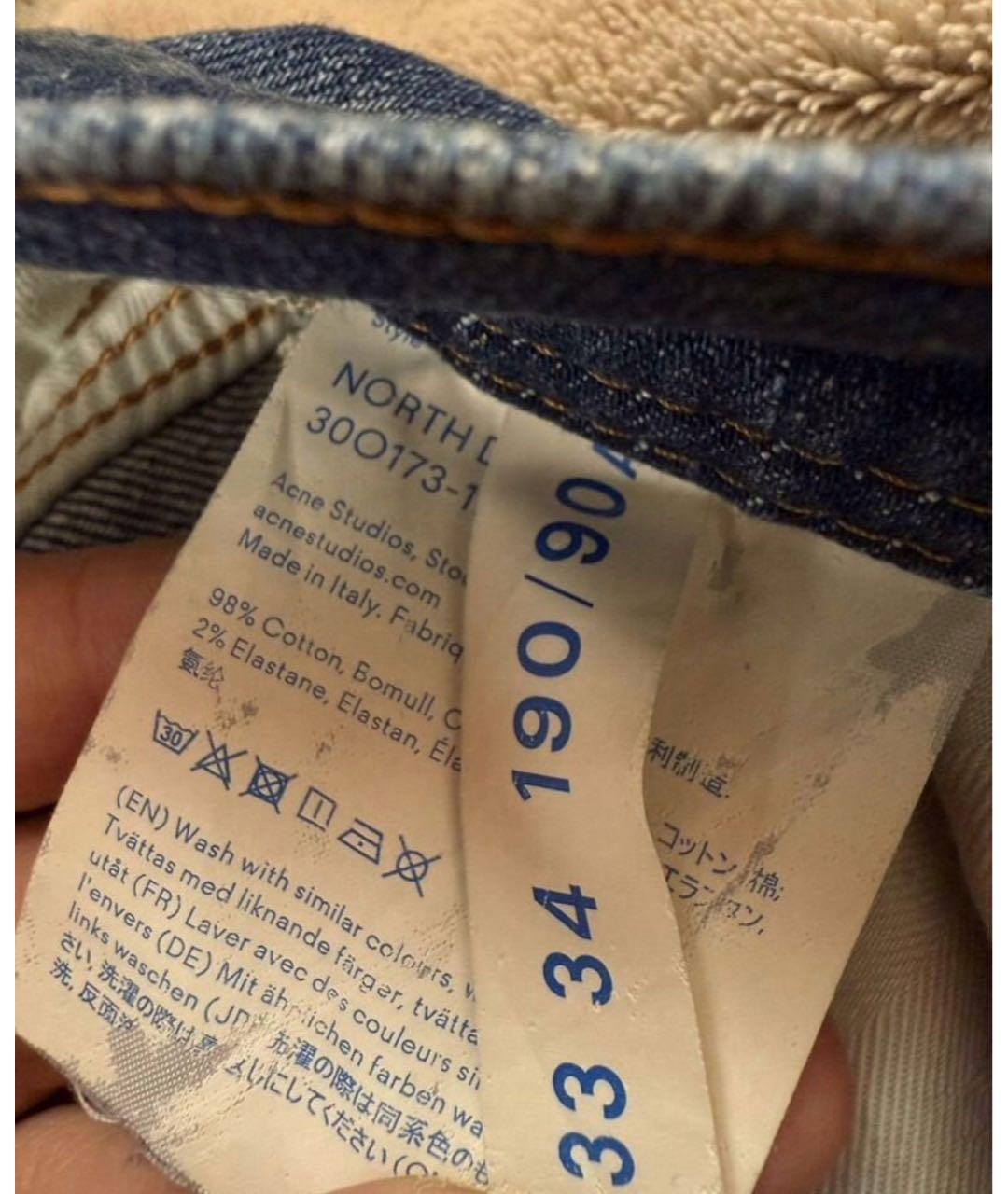 ACNE STUDIOS Темно-синие хлопковые джинсы скинни, фото 7