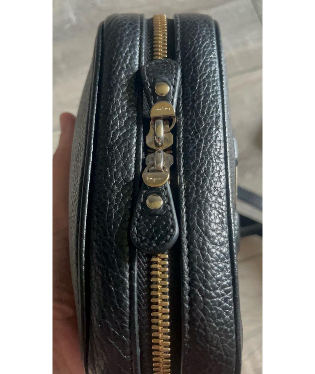 FERRAGAMO Черная кожаная сумка через плечо, фото 3