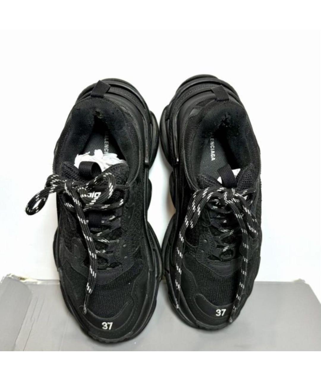 BALENCIAGA Черные кожаные кроссовки, фото 2