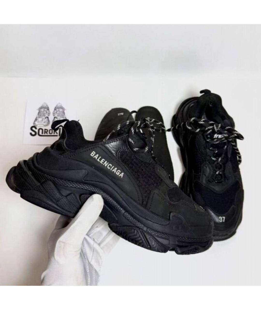 BALENCIAGA Черные кожаные кроссовки, фото 3