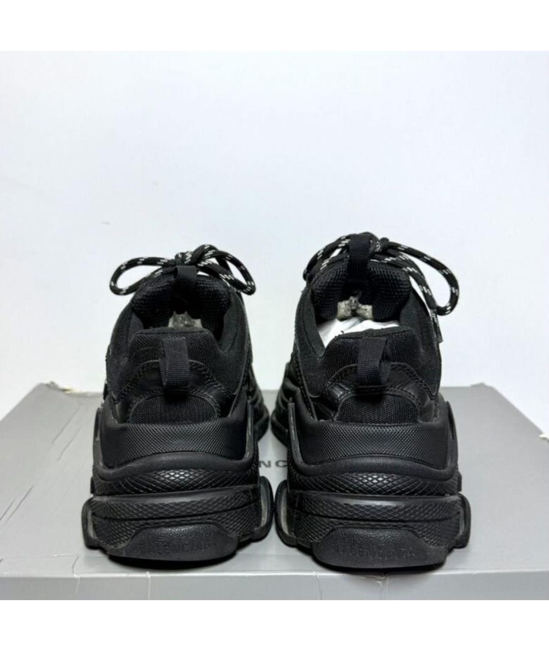 BALENCIAGA Черные кожаные кроссовки, фото 4