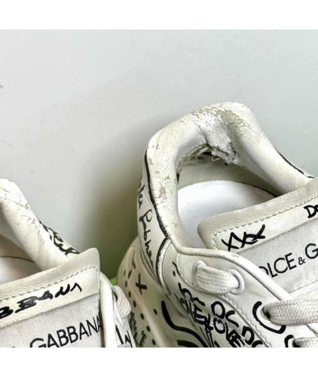 DOLCE&GABBANA Белые кожаные кроссовки, фото 8