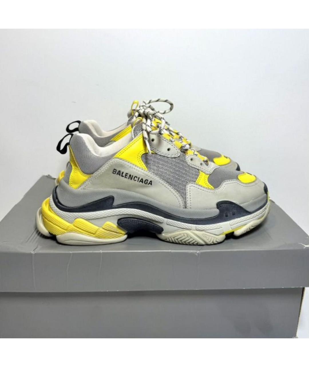 BALENCIAGA Желтые кожаные кроссовки, фото 7