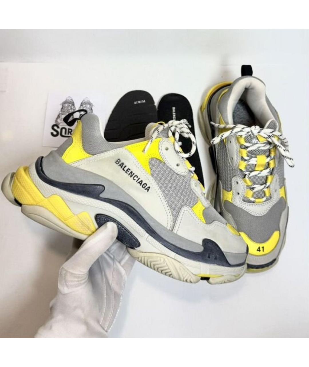 BALENCIAGA Желтые кожаные кроссовки, фото 6