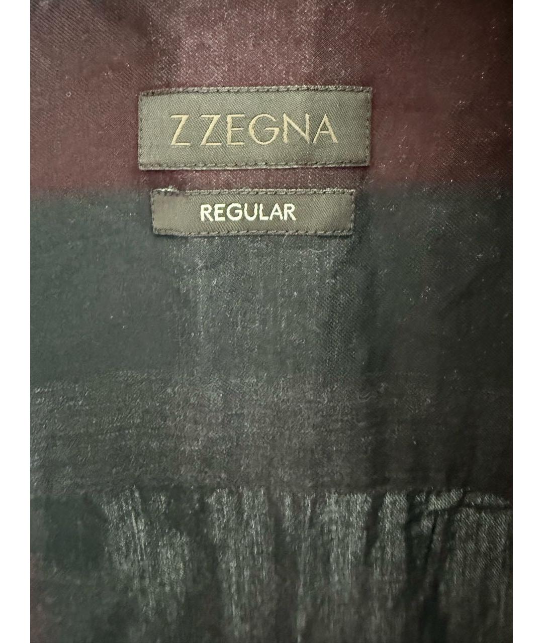 ZZEGNA Бордовая хлопковая кэжуал рубашка, фото 5