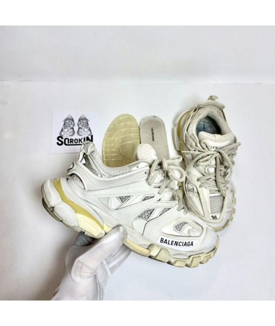 BALENCIAGA Белые кожаные кроссовки, фото 5