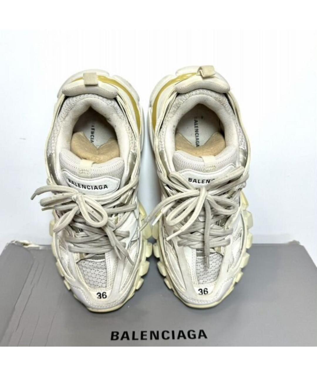 BALENCIAGA Белые кожаные кроссовки, фото 3