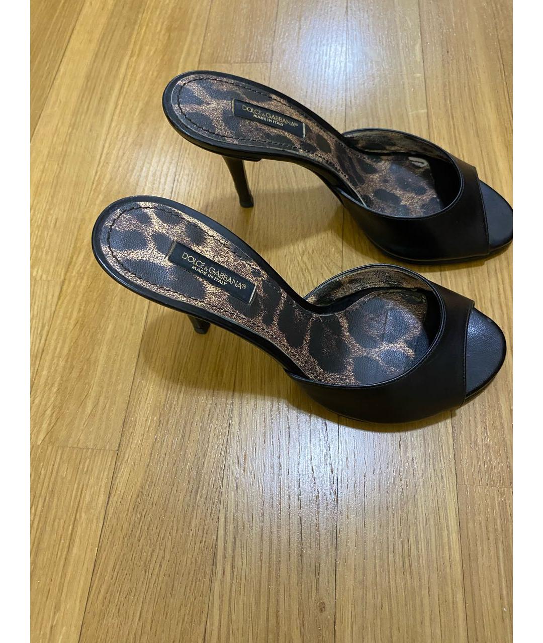 DOLCE&GABBANA Черные кожаные мюли, фото 8