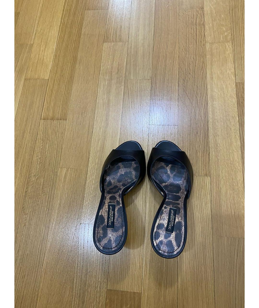 DOLCE&GABBANA Черные кожаные мюли, фото 3