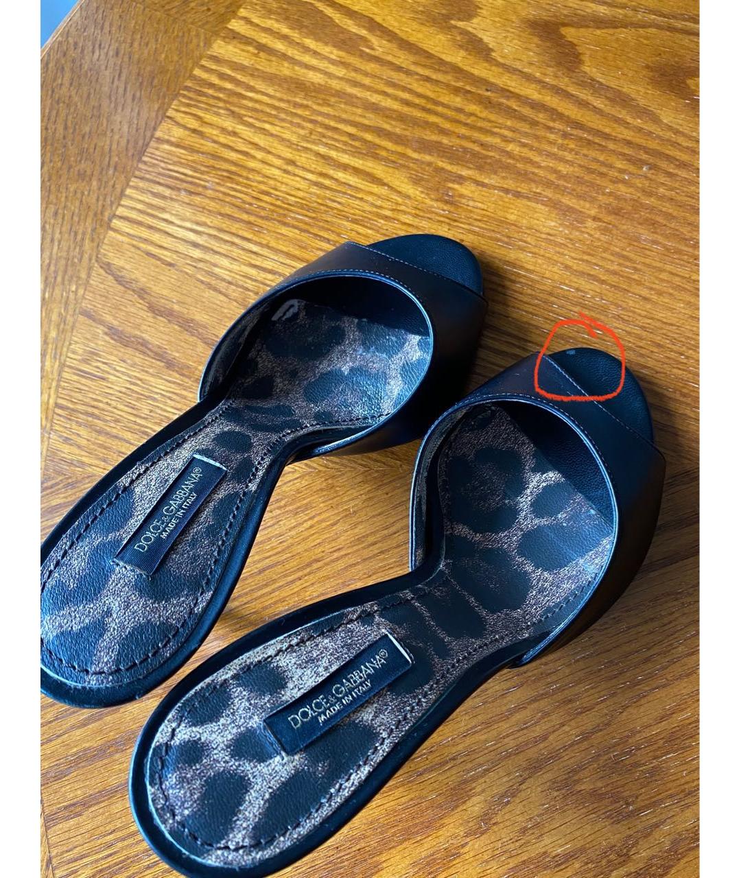 DOLCE&GABBANA Черные кожаные мюли, фото 7