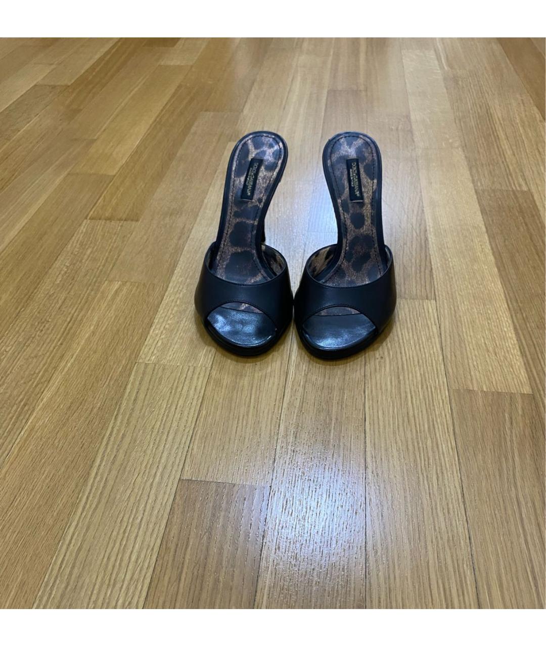 DOLCE&GABBANA Черные кожаные мюли, фото 2