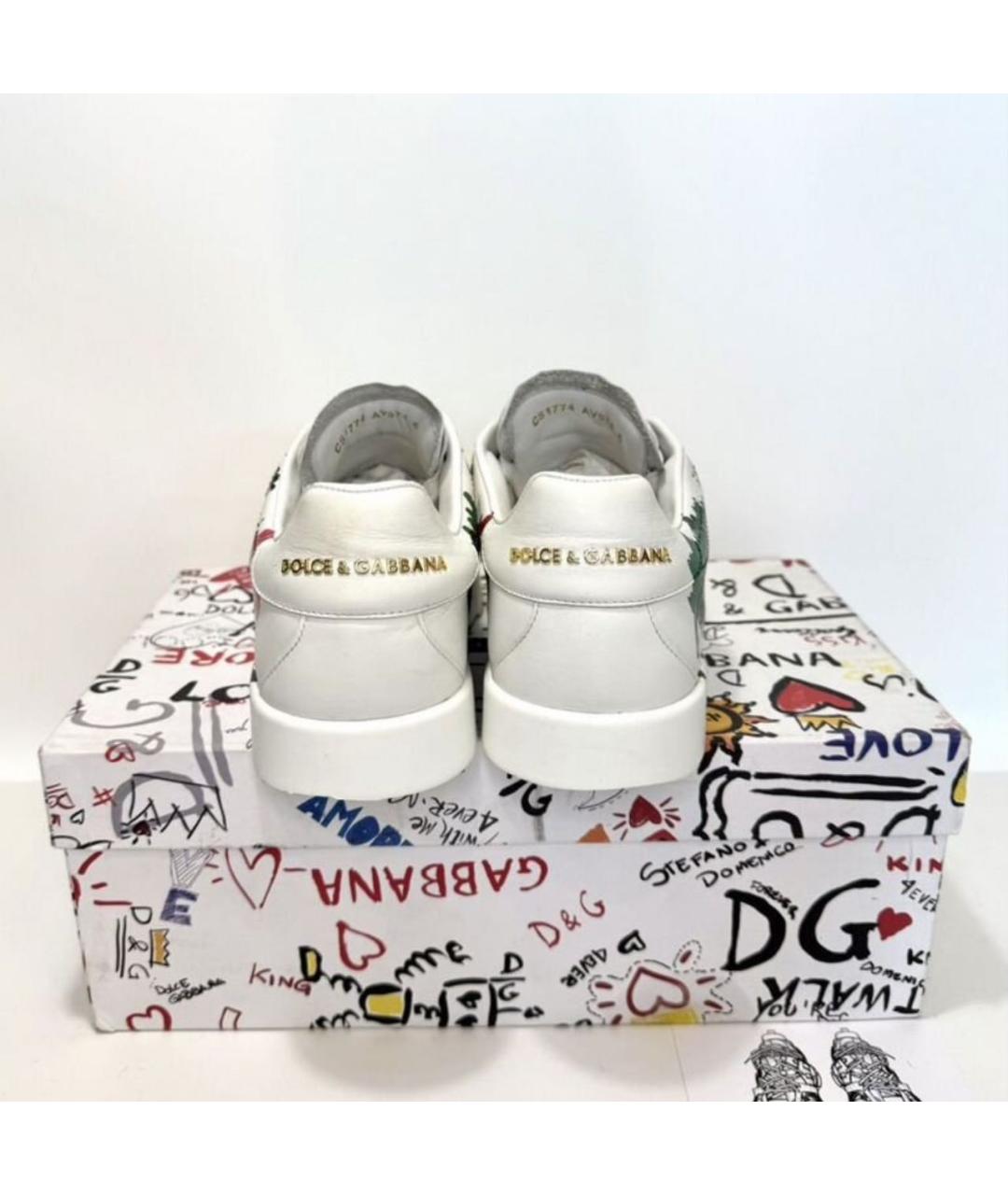 DOLCE&GABBANA Белые кожаные кеды, фото 4