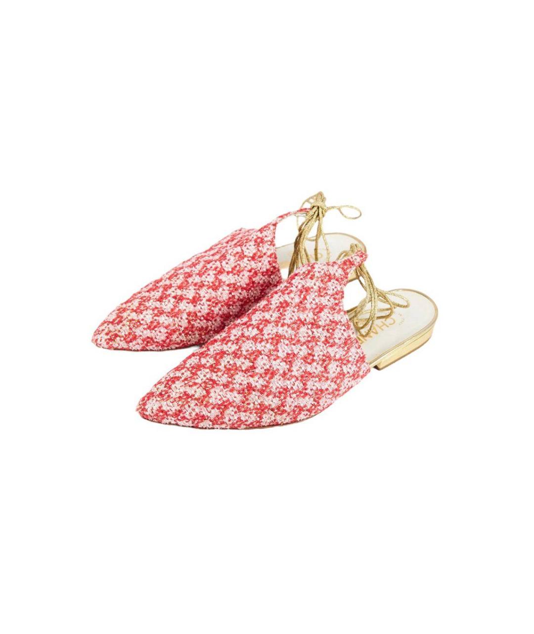 CHANEL Красные текстильные мюли, фото 2