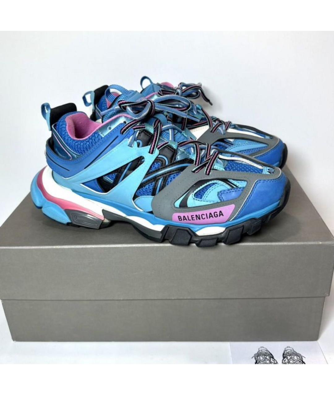 BALENCIAGA Синие кожаные кроссовки, фото 5
