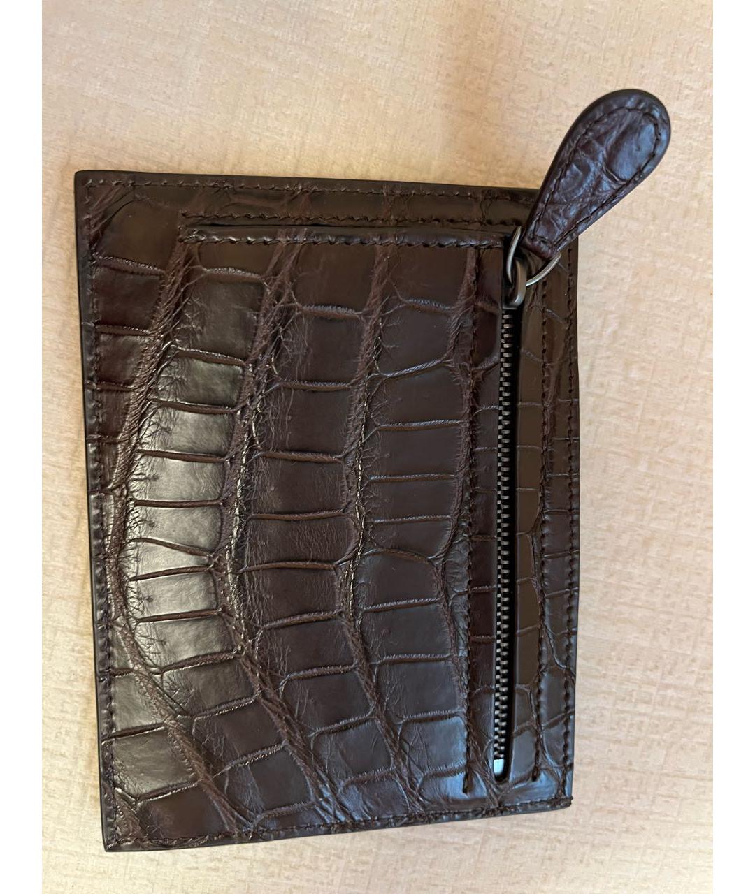 BOTTEGA VENETA Коричневая визитница из экзотической кожи, фото 5