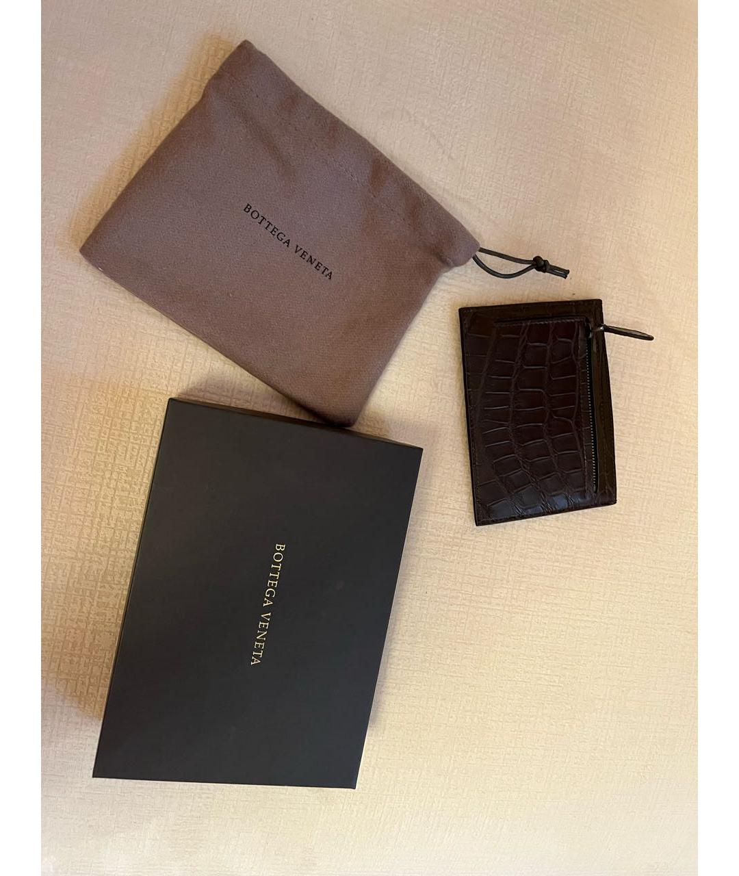 BOTTEGA VENETA Коричневая визитница из экзотической кожи, фото 3