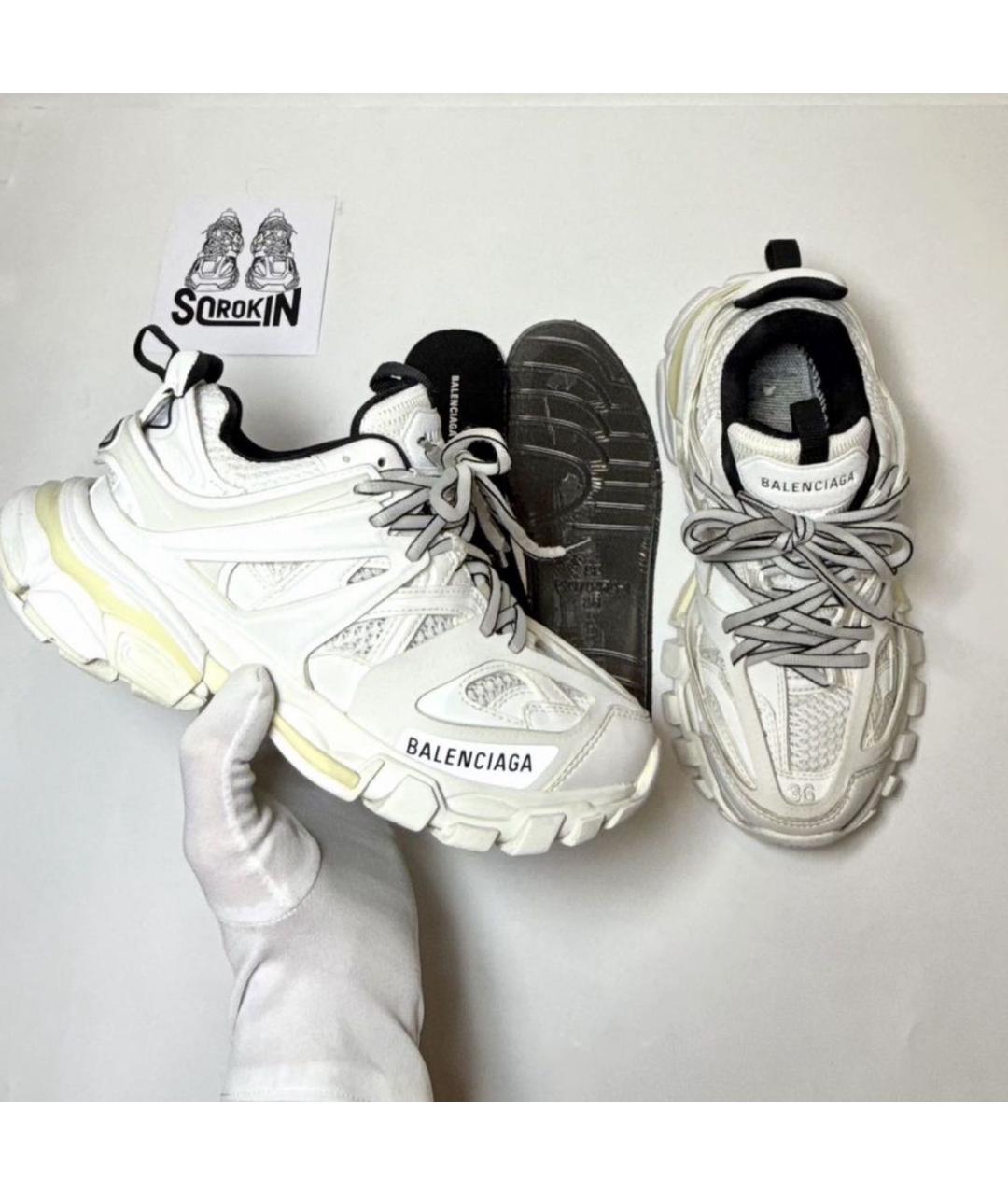 BALENCIAGA Белые кожаные кроссовки, фото 5