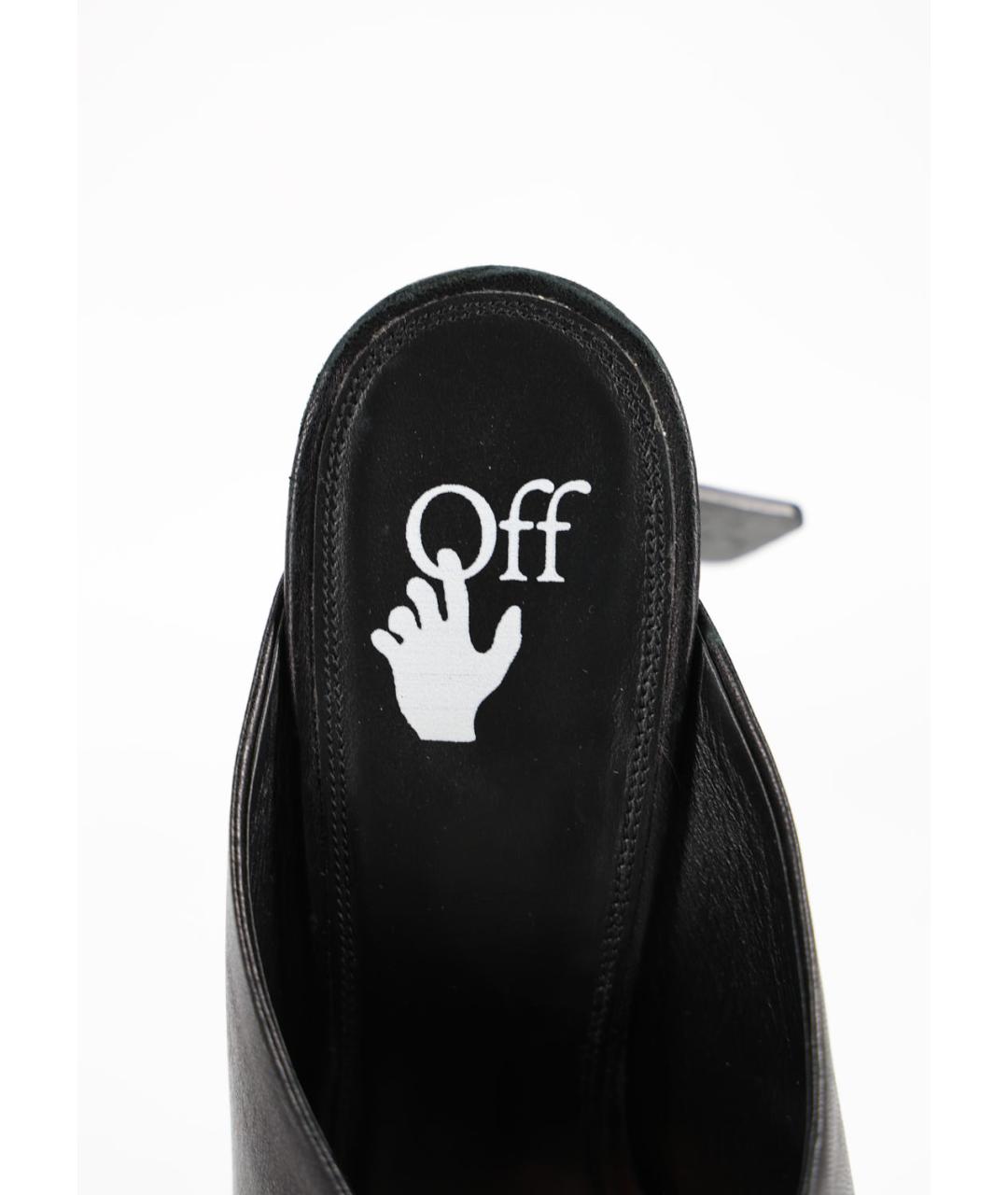 OFF-WHITE Черные кожаные мюли, фото 3