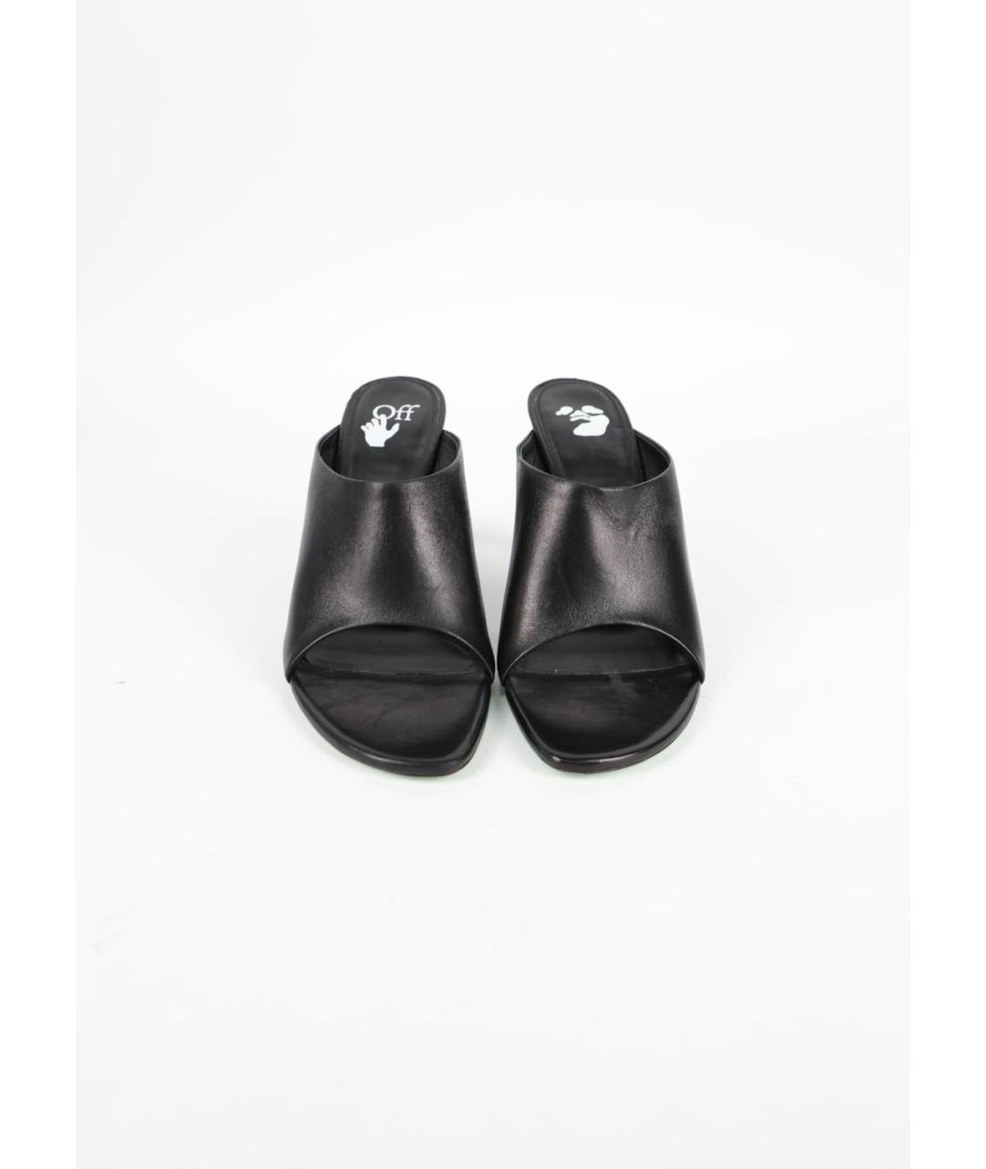 OFF-WHITE Черные кожаные мюли, фото 2