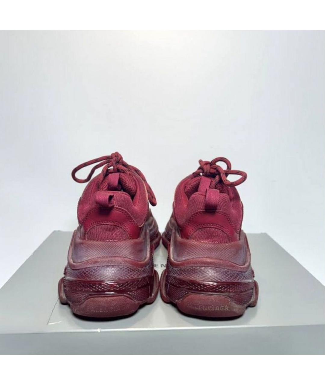 BALENCIAGA Бордовые кожаные кроссовки, фото 4