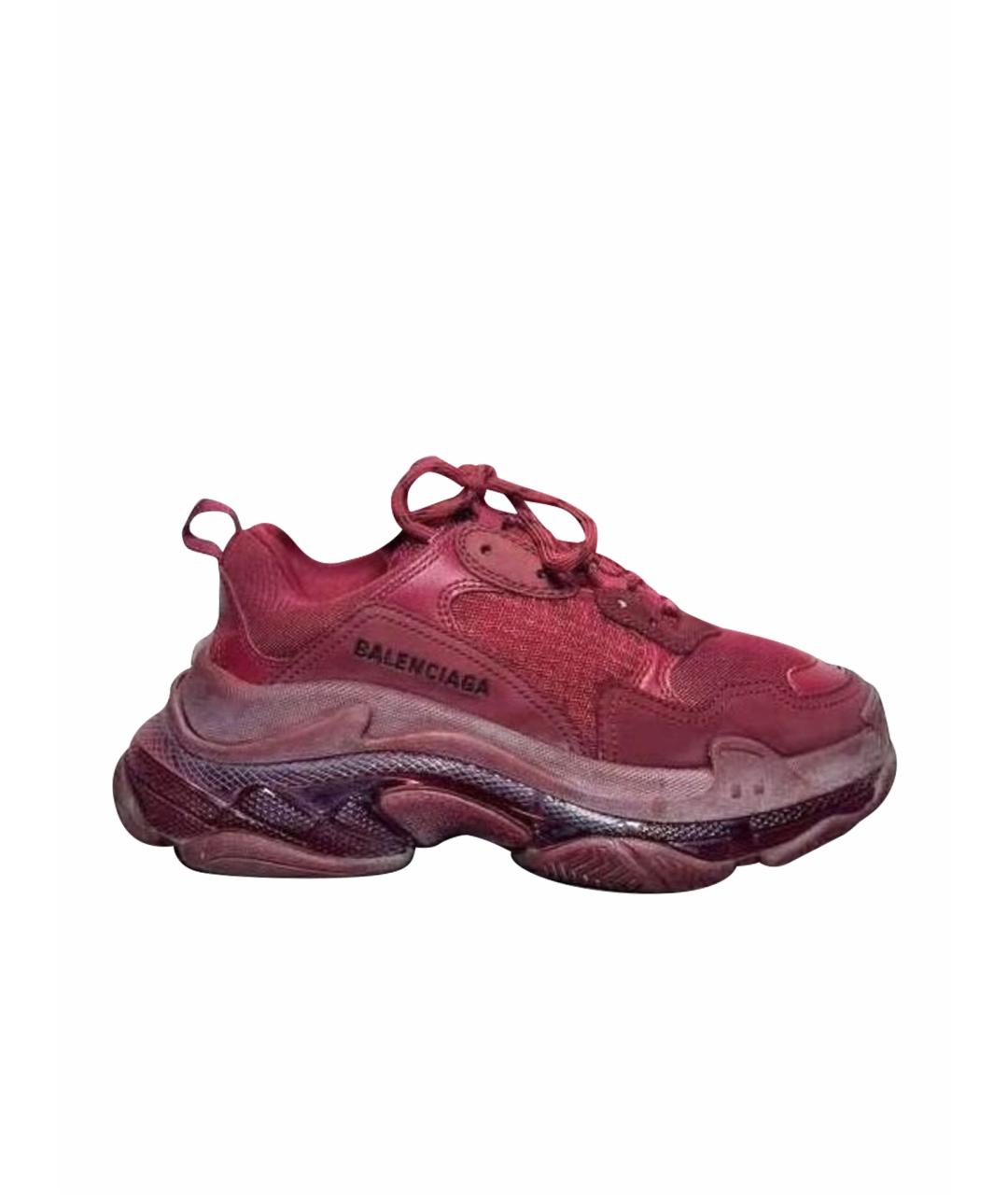BALENCIAGA Бордовые кожаные кроссовки, фото 1