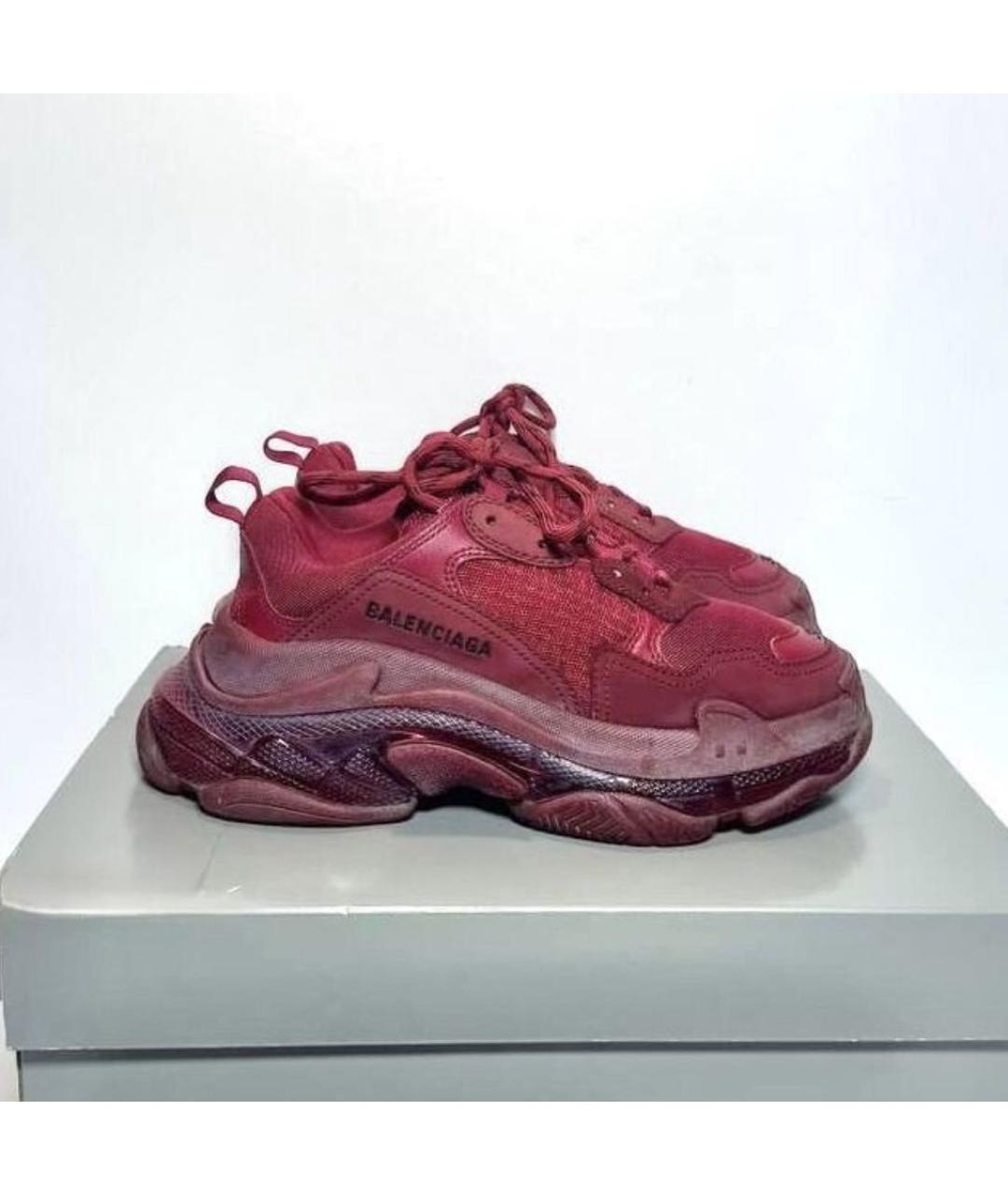 BALENCIAGA Бордовые кожаные кроссовки, фото 9