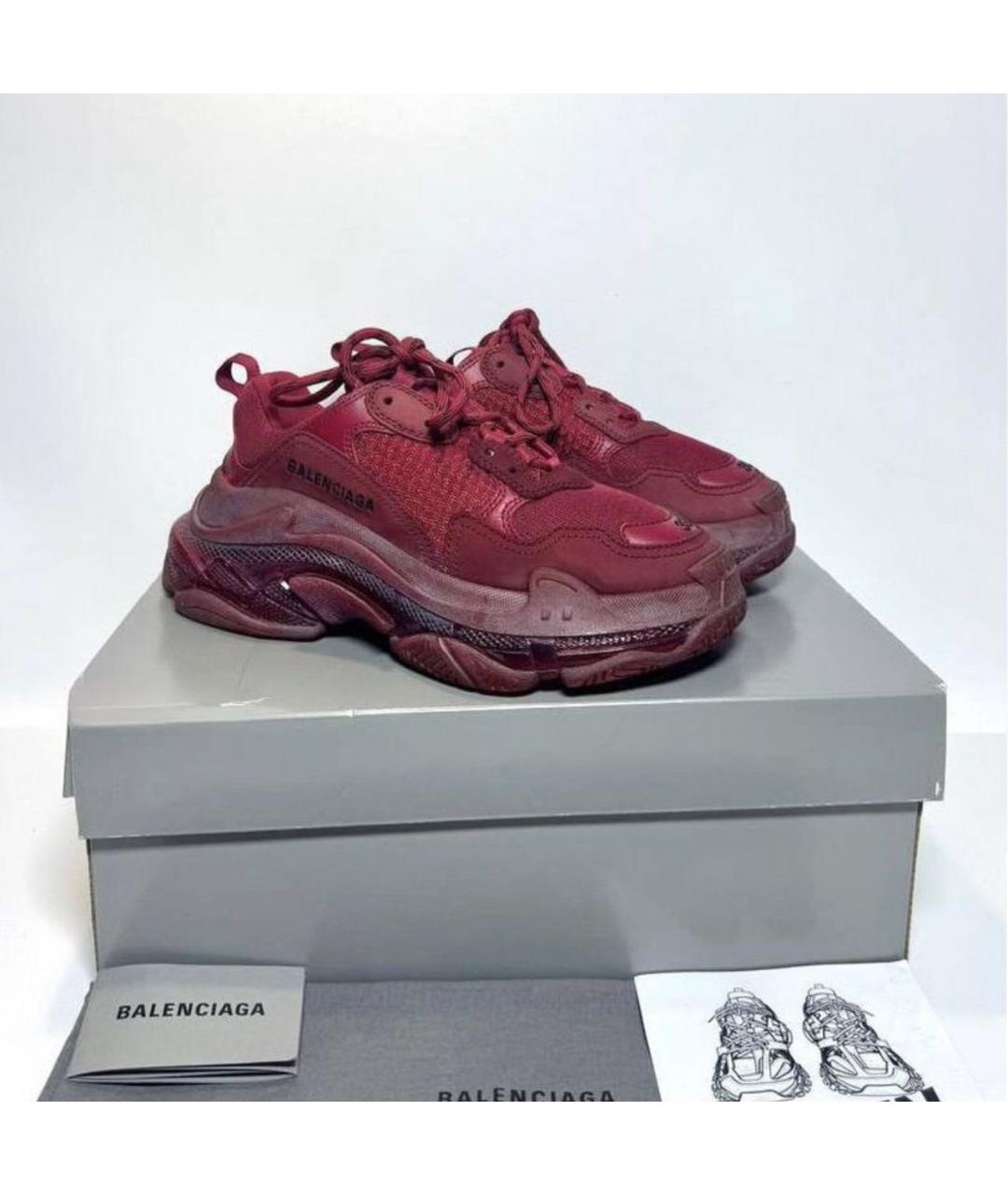 BALENCIAGA Бордовые кожаные кроссовки, фото 7