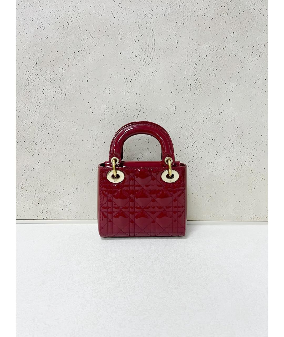 DIOR HOMME Красная сумка с короткими ручками из лакированной кожи, фото 2