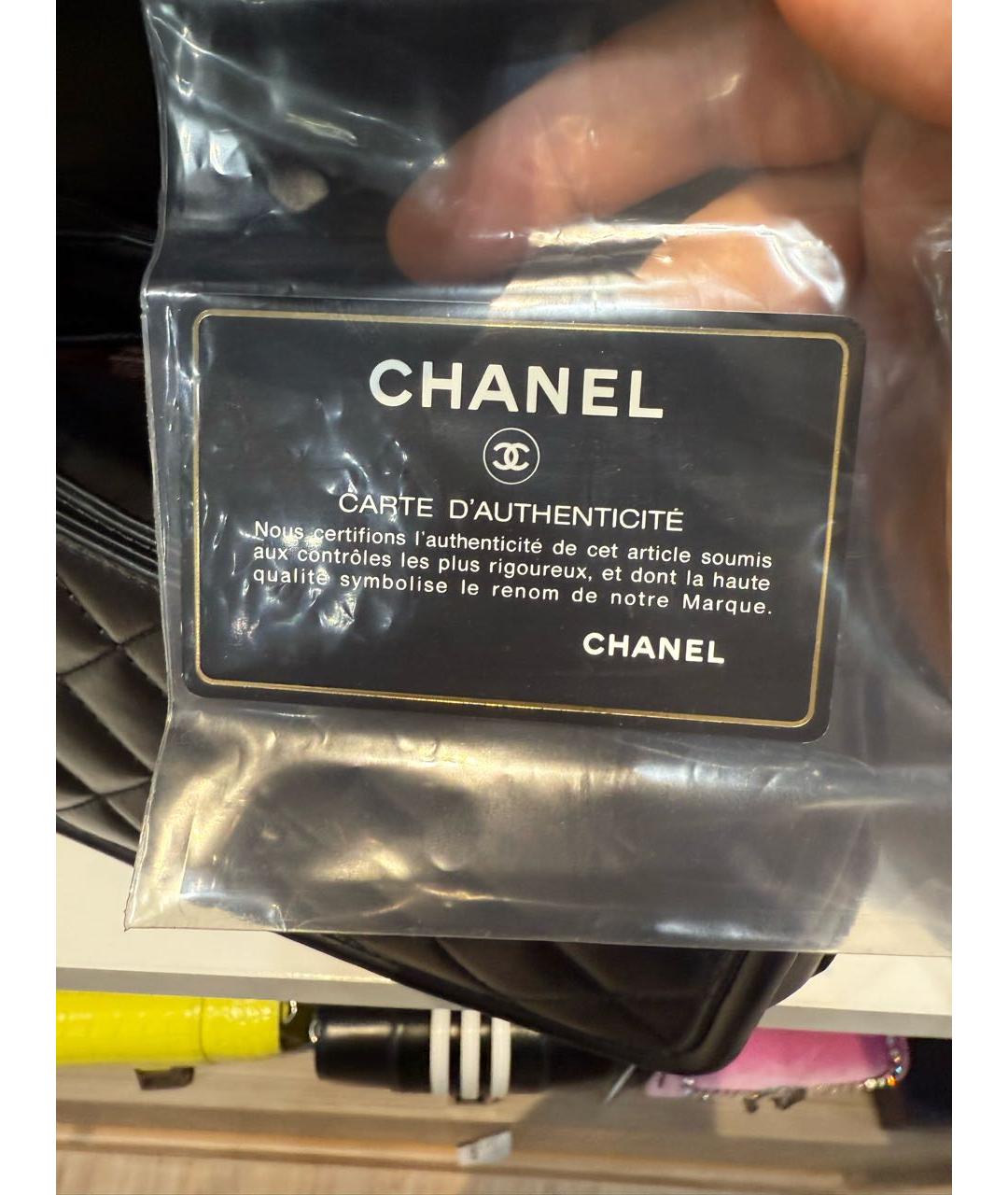 CHANEL Черная кожаная сумка с короткими ручками, фото 6