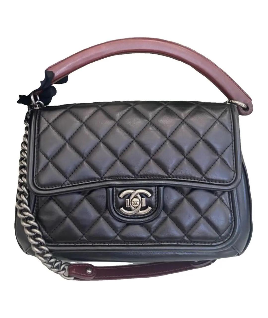 CHANEL Черная кожаная сумка с короткими ручками, фото 4
