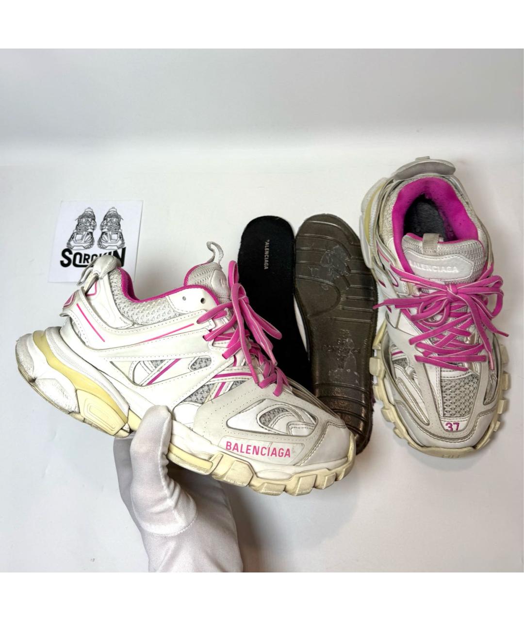 BALENCIAGA Белые кожаные кроссовки, фото 7