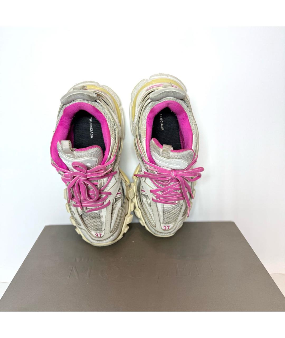 BALENCIAGA Белые кожаные кроссовки, фото 3