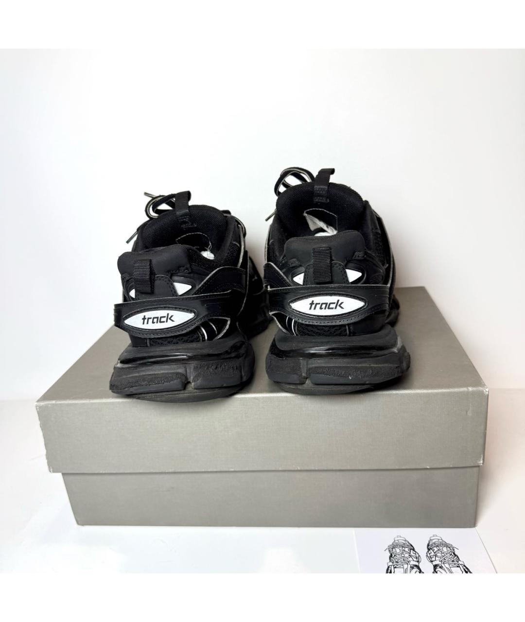 BALENCIAGA Черные кожаные низкие кроссовки / кеды, фото 4