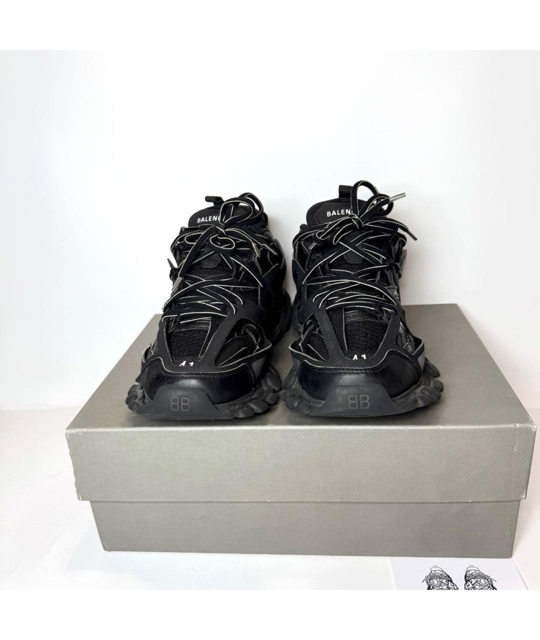 BALENCIAGA Черные кожаные низкие кроссовки / кеды, фото 2