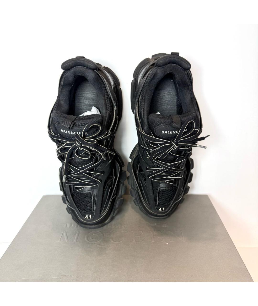 BALENCIAGA Черные кожаные низкие кроссовки / кеды, фото 3
