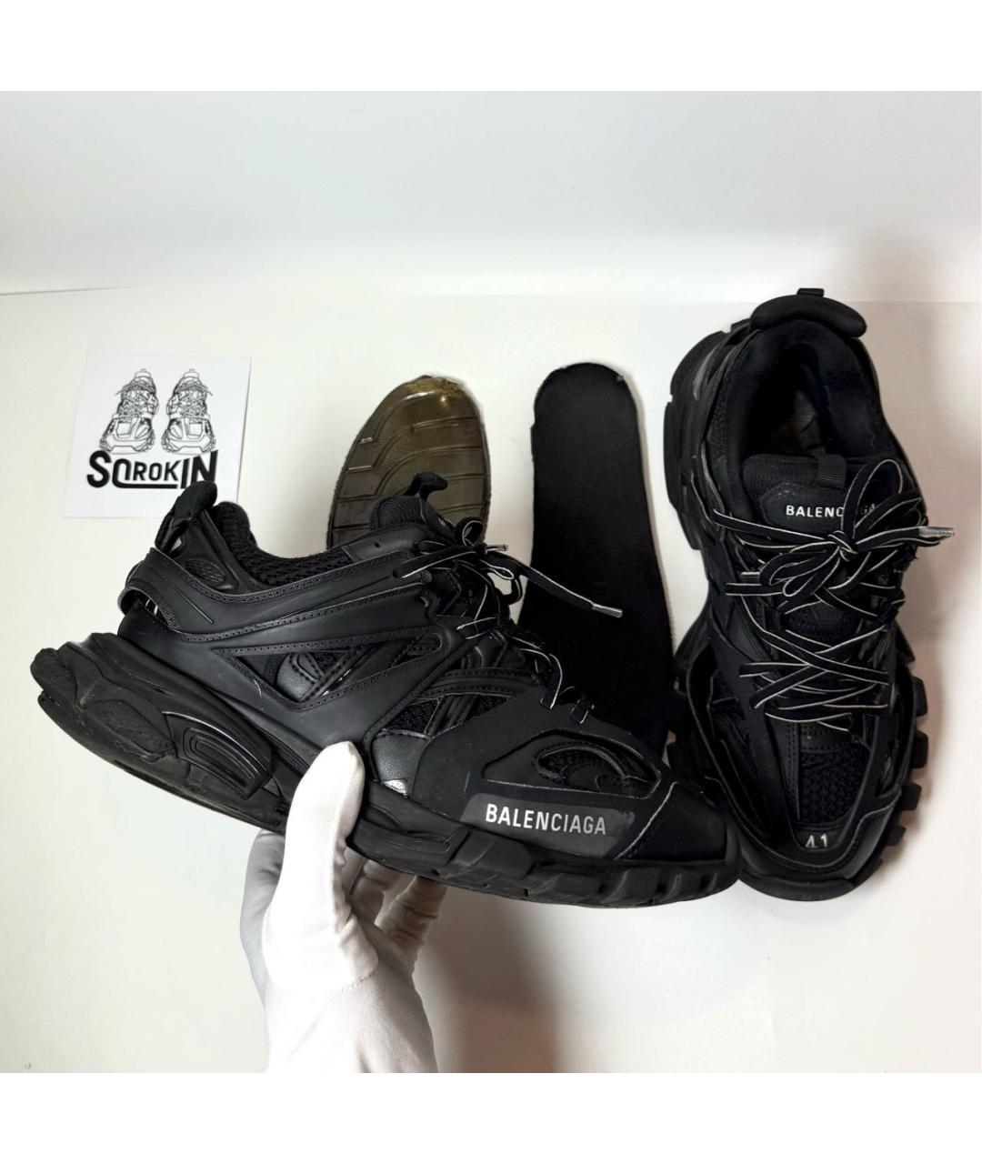 BALENCIAGA Черные кожаные низкие кроссовки / кеды, фото 7