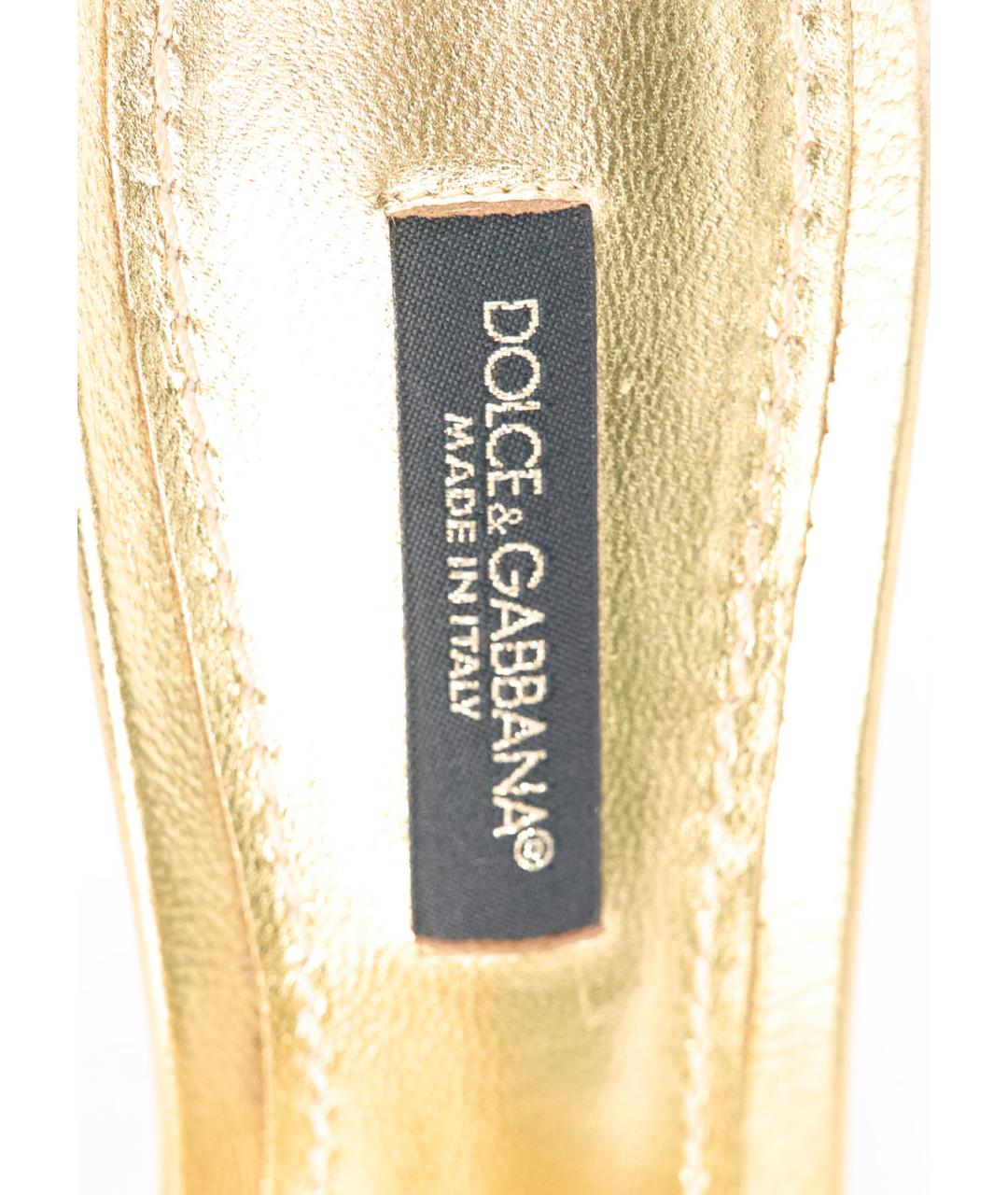 DOLCE&GABBANA Золотые текстильные мюли, фото 3