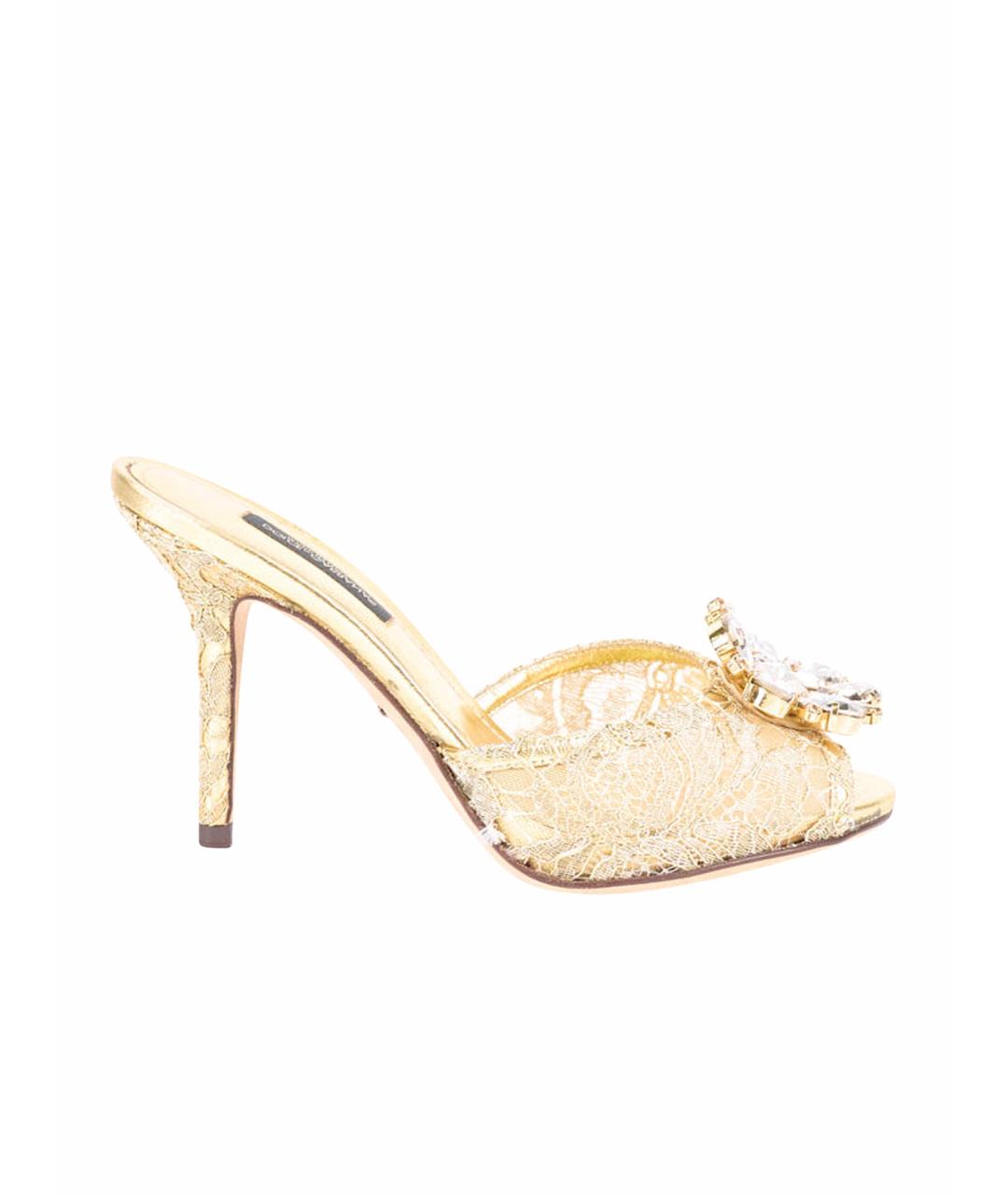 DOLCE&GABBANA Золотые текстильные мюли, фото 1