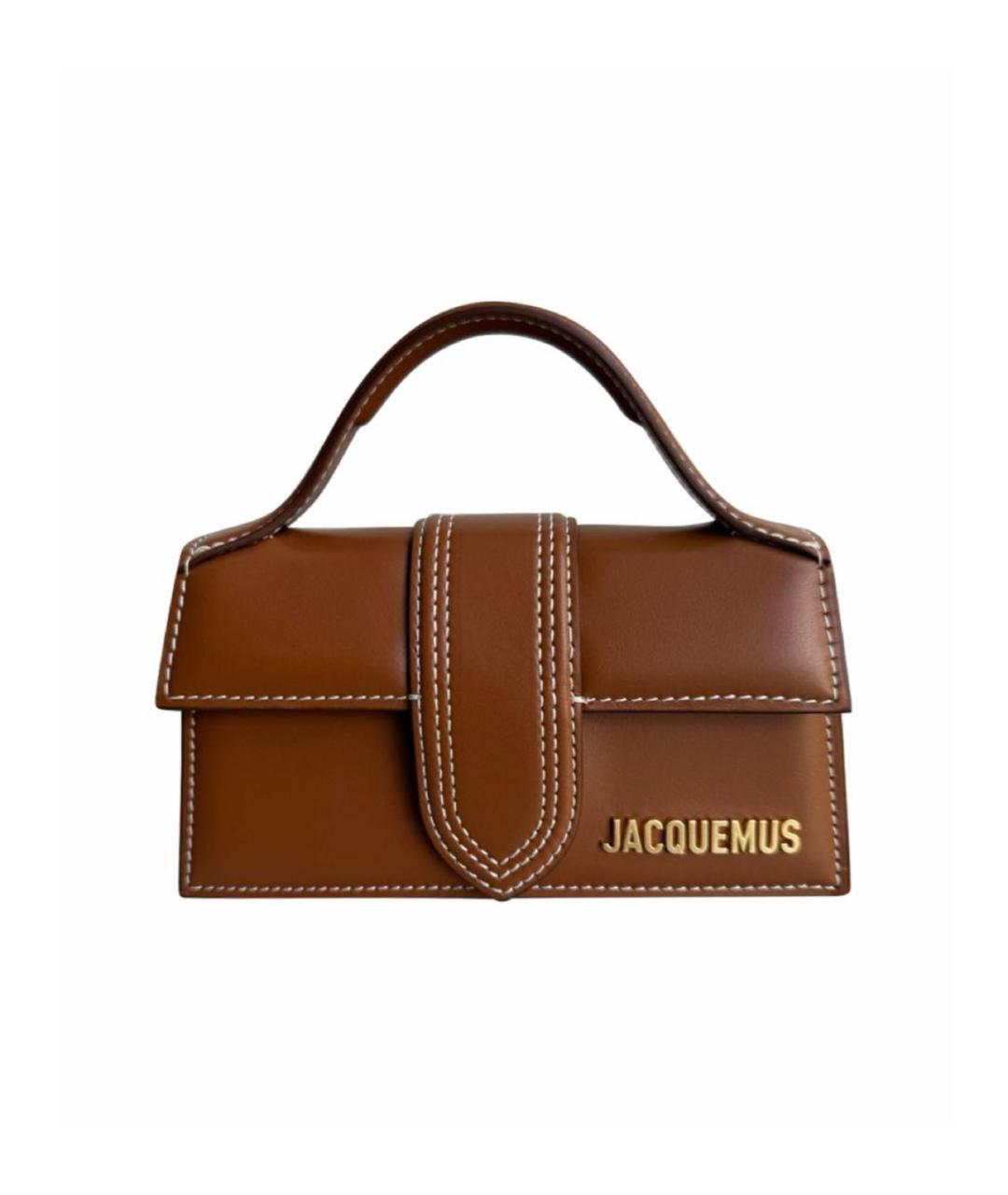 JACQUEMUS Коричневая кожаная сумка с короткими ручками, фото 7