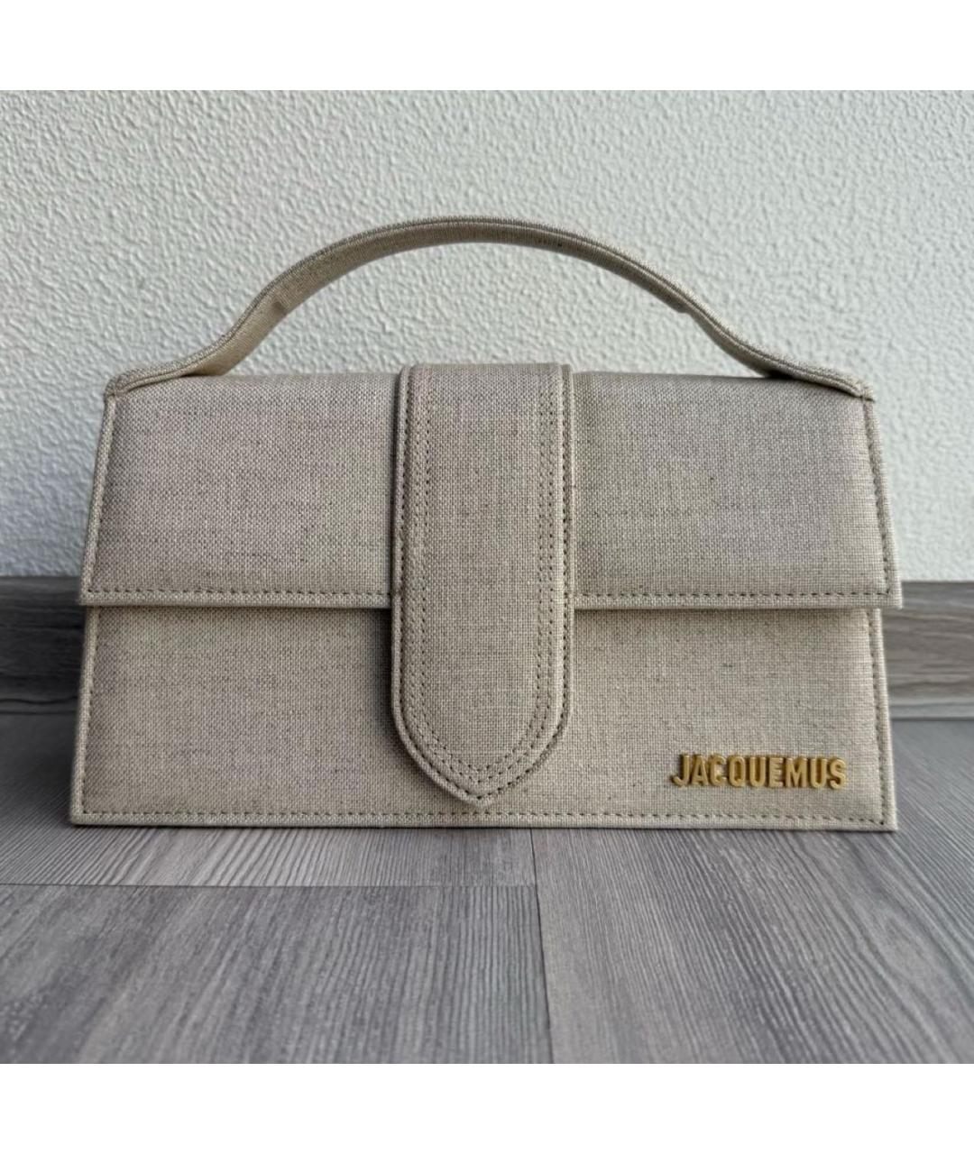 JACQUEMUS Бежевая тканевая сумка с короткими ручками, фото 7