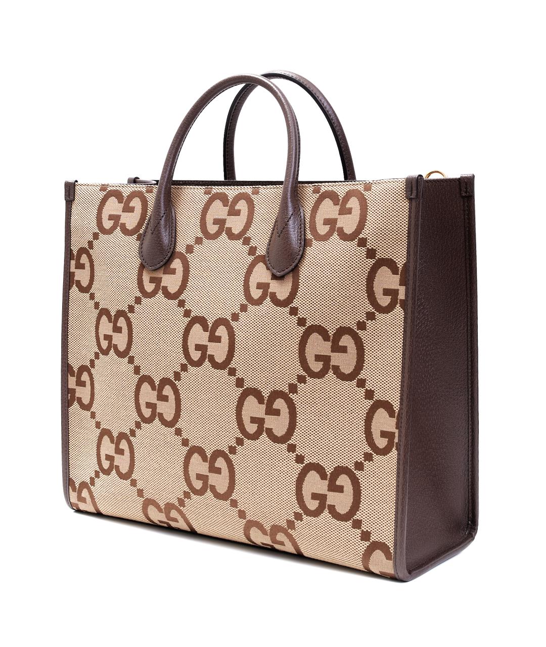 GUCCI Бежевая тканевая сумка тоут, фото 2